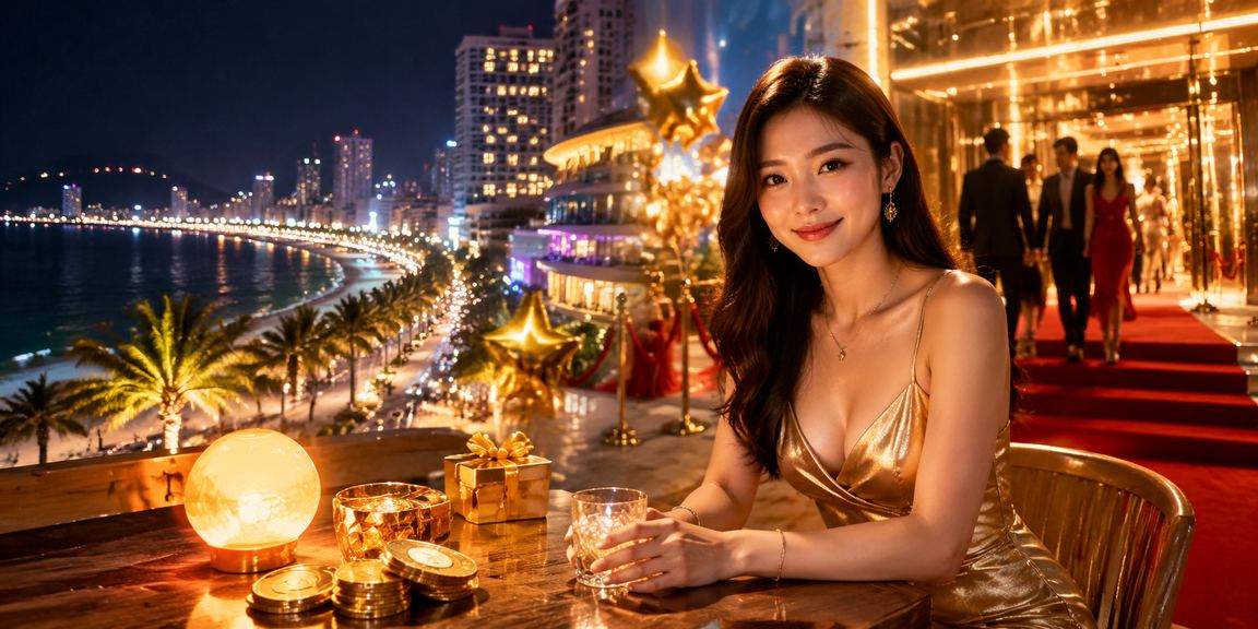 Khung cảnh quán cà phê tĩnh lặng tại Nha Trang với ánh sáng vàng ấm áp